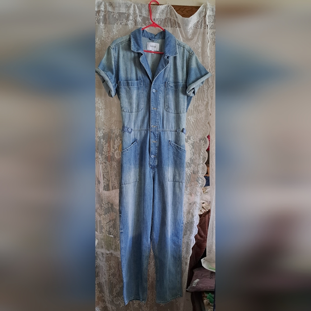 Pistola NWOT(from Revolve)Blue Denim Jumpsuit with Distressed Details